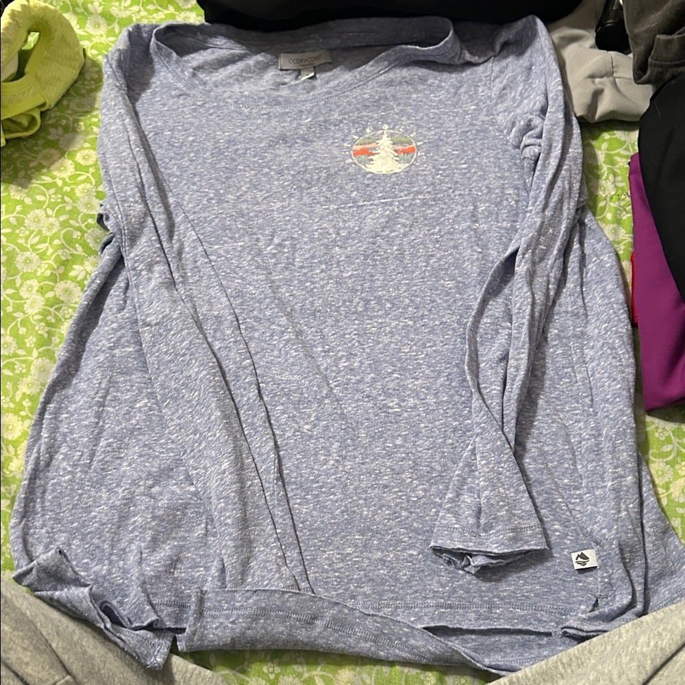 Women's Heather Blue Long Sleeve Top